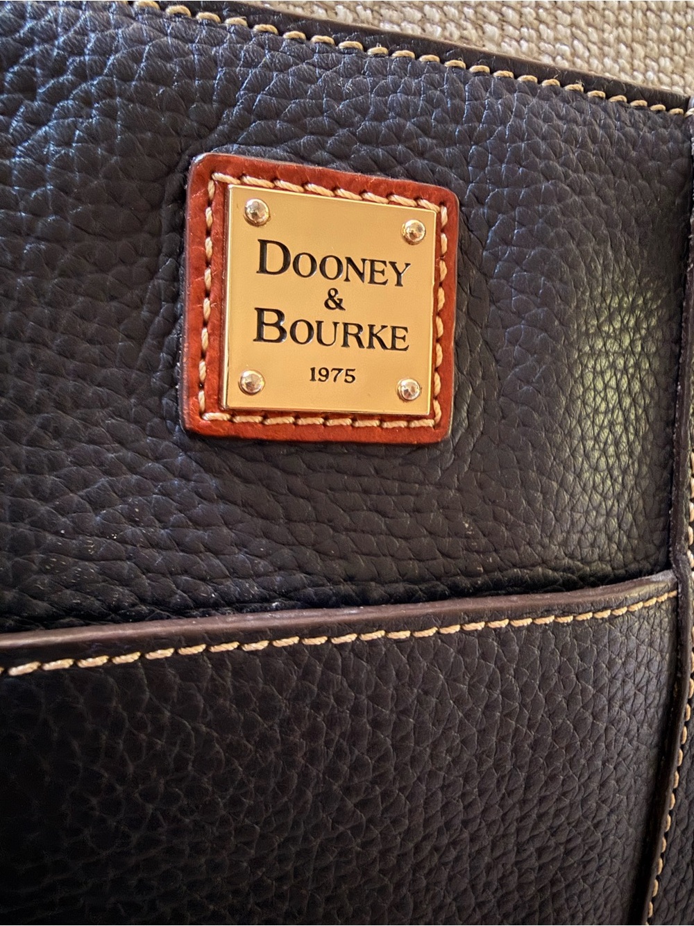 Dooney & Bourke Navy Pebble Leather Tote Red Lining - Picture 12 of 13